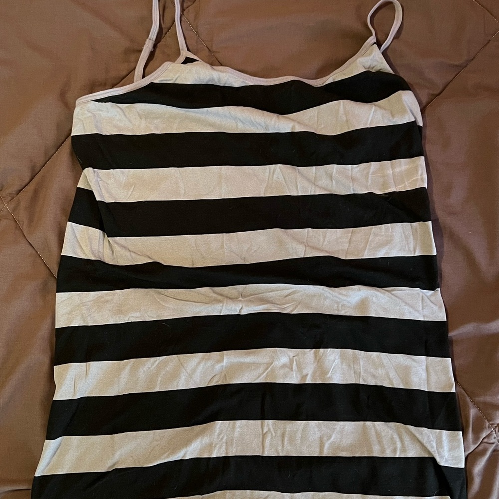 LAST CHANCE Artisan apparel grey & black striped tank top.  One size